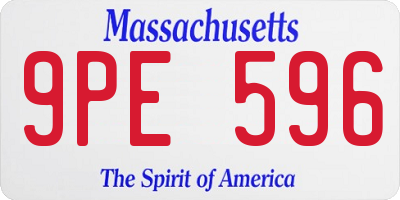 MA license plate 9PE596