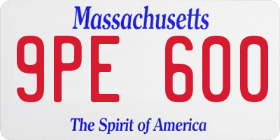 MA license plate 9PE600