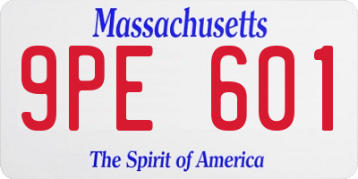 MA license plate 9PE601
