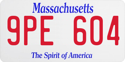 MA license plate 9PE604