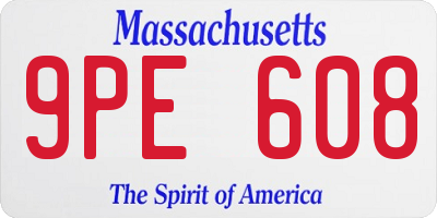 MA license plate 9PE608