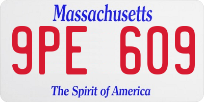 MA license plate 9PE609