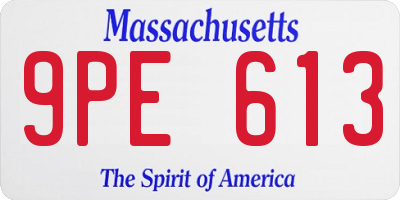 MA license plate 9PE613