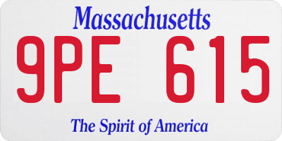 MA license plate 9PE615