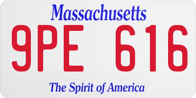 MA license plate 9PE616
