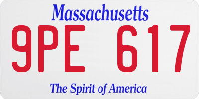 MA license plate 9PE617