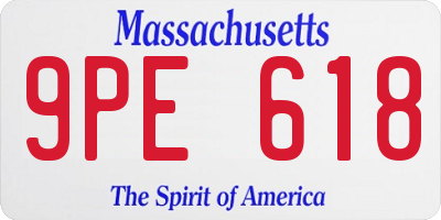 MA license plate 9PE618