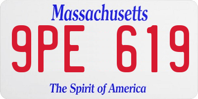 MA license plate 9PE619