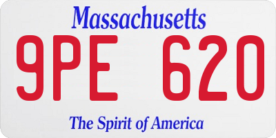 MA license plate 9PE620