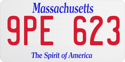 MA license plate 9PE623