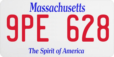 MA license plate 9PE628