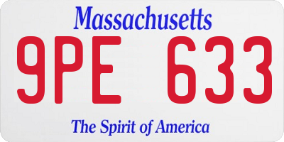 MA license plate 9PE633