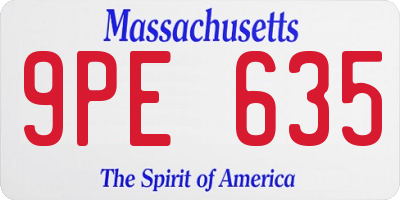 MA license plate 9PE635