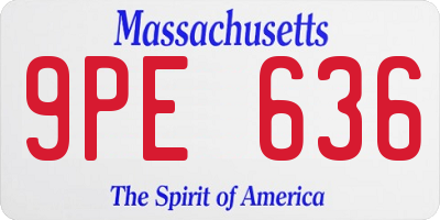 MA license plate 9PE636