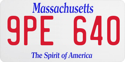 MA license plate 9PE640