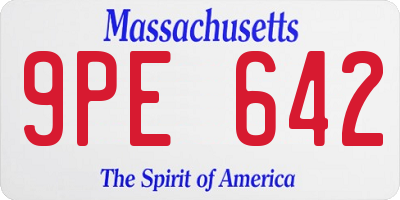 MA license plate 9PE642