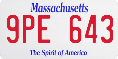 MA license plate 9PE643