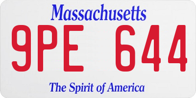 MA license plate 9PE644