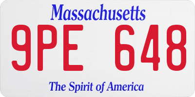 MA license plate 9PE648