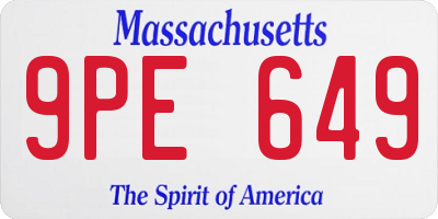 MA license plate 9PE649