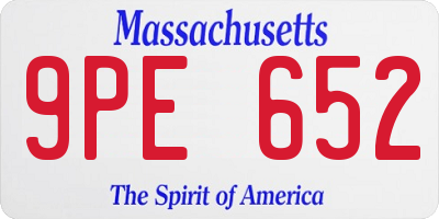 MA license plate 9PE652