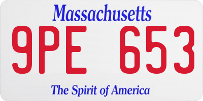 MA license plate 9PE653
