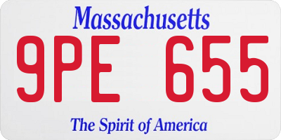 MA license plate 9PE655