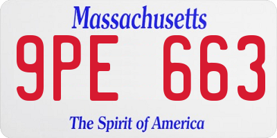 MA license plate 9PE663