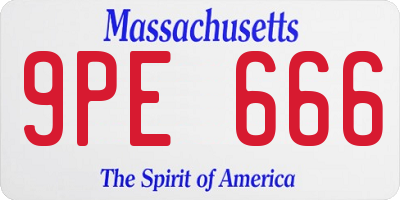 MA license plate 9PE666