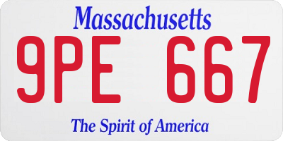 MA license plate 9PE667