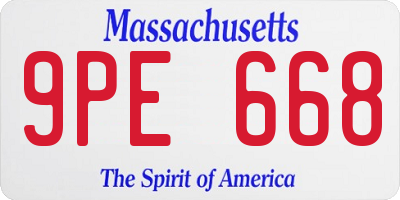 MA license plate 9PE668