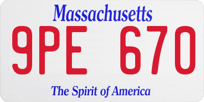 MA license plate 9PE670