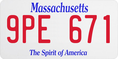 MA license plate 9PE671