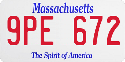 MA license plate 9PE672