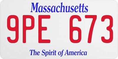 MA license plate 9PE673