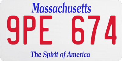 MA license plate 9PE674