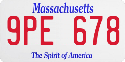 MA license plate 9PE678