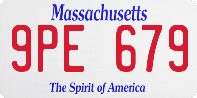 MA license plate 9PE679