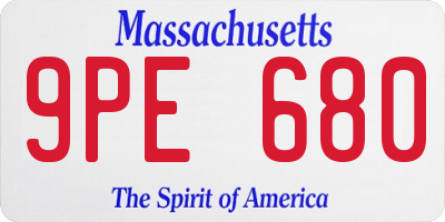 MA license plate 9PE680