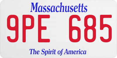 MA license plate 9PE685