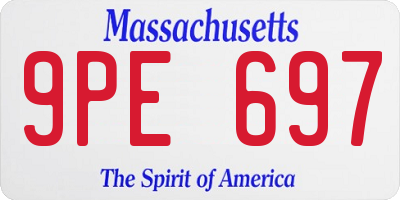 MA license plate 9PE697