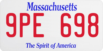MA license plate 9PE698
