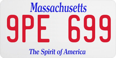 MA license plate 9PE699