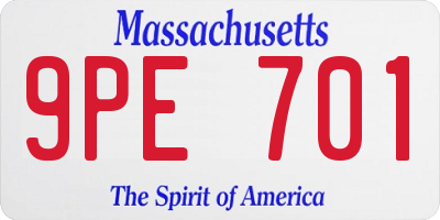 MA license plate 9PE701