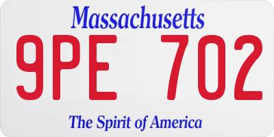MA license plate 9PE702