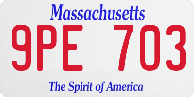 MA license plate 9PE703