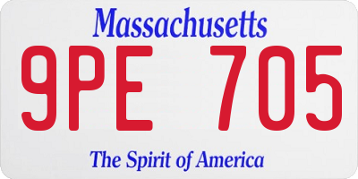 MA license plate 9PE705