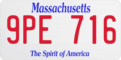 MA license plate 9PE716