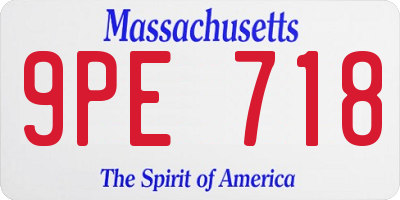 MA license plate 9PE718