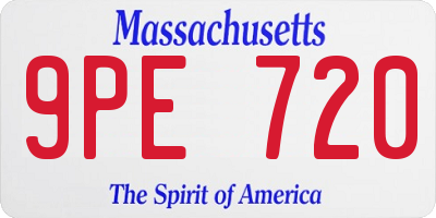 MA license plate 9PE720